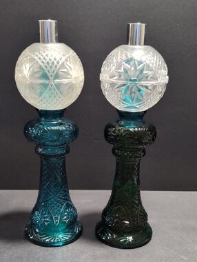 VGT,Lot Of 2 Avon Mansion Cologne Bottles In Teal Blue.